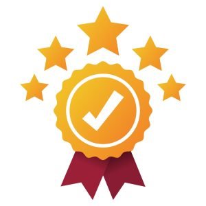 award ribbon check mark with stars gradient style scaled