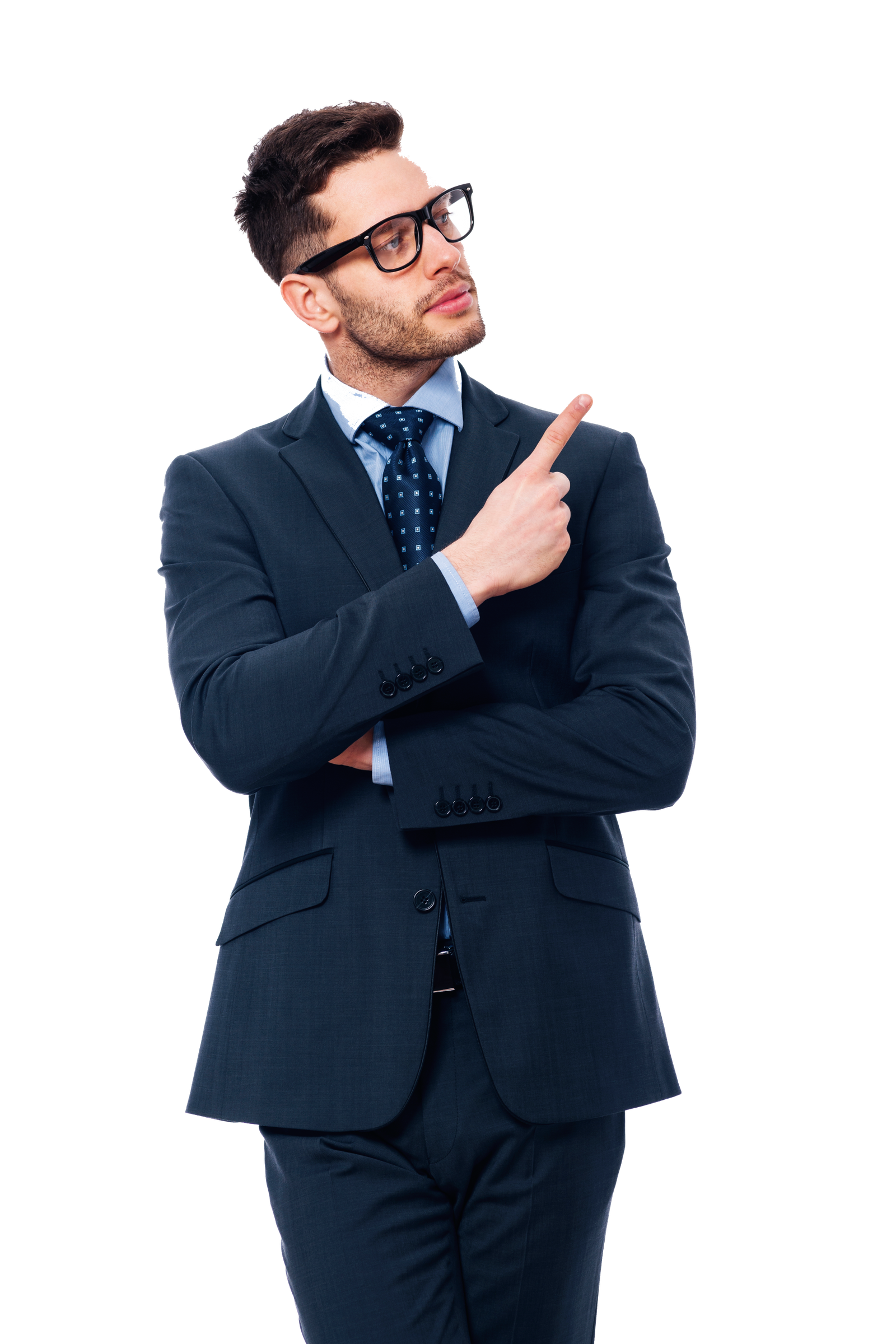 el empresario muestra su dedo hacia arriba scaled